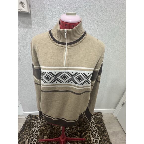 Dale of Norway Wool Half Zip Sweater Beige/brown Sz Large, Cabincore - Picture 1 of 9